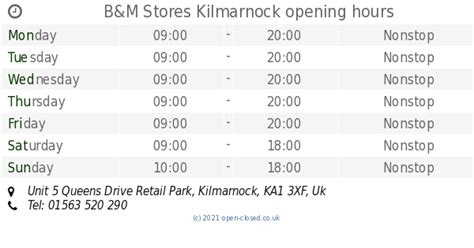 next kilmarnock|next opening hours tomorrow.